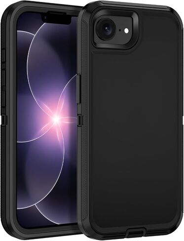 for iPhone 17e Case,iPhone 16e Case Heavy Duty Shockproof Dropproof 3-Layer Full Body Protection [Without Screen Protector] Tough Cover for Apple iPhone 17e/16e 6.1",Black in Saudi Arabia