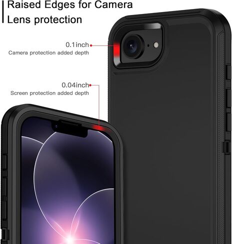 for iPhone 17e Case,iPhone 16e Case Heavy Duty Shockproof Dropproof 3-Layer Full Body Protection [Without Screen Protector] Tough Cover for Apple iPhone 17e/16e 6.1",Black in Saudi Arabia