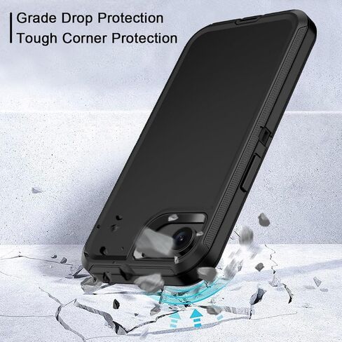 for iPhone 17e Case,iPhone 16e Case Heavy Duty Shockproof Dropproof 3-Layer Full Body Protection [Without Screen Protector] Tough Cover for Apple iPhone 17e/16e 6.1",Black in Saudi Arabia