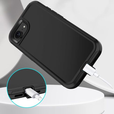 for iPhone 17e Case,iPhone 16e Case Heavy Duty Shockproof Dropproof 3-Layer Full Body Protection [Without Screen Protector] Tough Cover for Apple iPhone 17e/16e 6.1",Black in Saudi Arabia