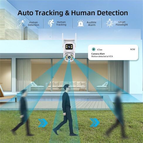 كاميرا مراقبة واي فاي 4K 8MP بعدسة مزدوجة تقريب رقمي 4X AI كشف الإنسان في الهواء الطلق كاميرات IP PTZ (8MP مع بطاقة 64G) in Kuwait
