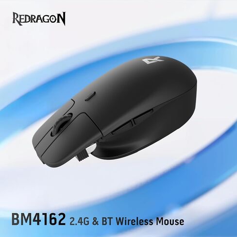 ماوس لاسلكي Redragon BM4162، ماوس ثنائي الوضع 2.4 جيجا هرتز/BT، تصميم زر عائم خفيف الوزن، نقرة صامتة، 5 نقطة في البوصة قابلة للتعديل حتى 4000، ماوس صغير مريح لأجهزة Mac وWindows in Kuwait