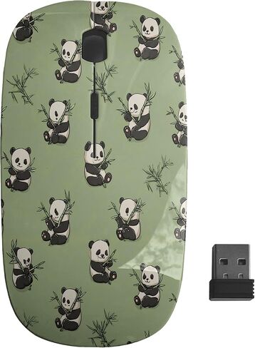 Planetar Pandas نمط الخيزران الأخضر، ماوس USB بصري لاسلكي، فئران كمبيوتر محمول نحيفة ومريحة للأطفال in Kuwait