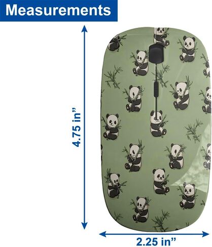 Planetar Pandas نمط الخيزران الأخضر، ماوس USB بصري لاسلكي، فئران كمبيوتر محمول نحيفة ومريحة للأطفال in Kuwait