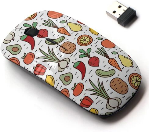 2.4G Wireless Mouse with Cute Pattern Design for All Laptops and Desktops with Nano Receiver - Healthy Food Organic Fruits in Kuwait
