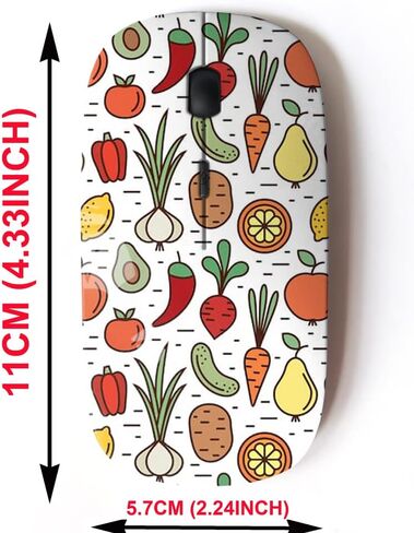 2.4G Wireless Mouse with Cute Pattern Design for All Laptops and Desktops with Nano Receiver - Healthy Food Organic Fruits in Kuwait