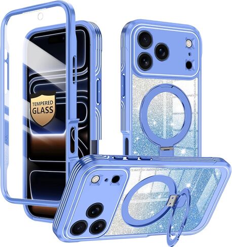 حافظة لهاتف Galaxy S26 Ultra، [مموج لطيف] [حامل مغناطيسي] [مناسب لـ MagSafe] [بطاقة لامعة] [واقي شاشة مدمج 9H+] غطاء لامع مقاوم للسقوط من الدرجة العسكرية لهاتف Samsung Galaxy S26 Ultra، وردي in Kuwait