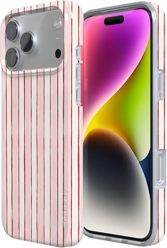Casely iPhone 17 Pro Max Case | Pretty in Pastel | Blush Stripes | Compatible with MagSafe | Classic Ultra Slim Design in Saudi Arabia