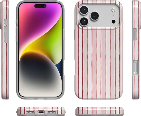 Casely iPhone 17 Pro Max Case | Pretty in Pastel | Blush Stripes | Compatible with MagSafe | Classic Ultra Slim Design in Saudi Arabia