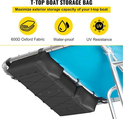 VEVOR T-Top Storage Bag, Hold 4 Type II Life Jackets, 600D Oxford Fabric Life Vests Storage Bag, with Boat Trash Bag, for Most T-Top Boats, Bimini Tops and Pontoon Tops (Life Jackets not Included) in Saudi Arabia