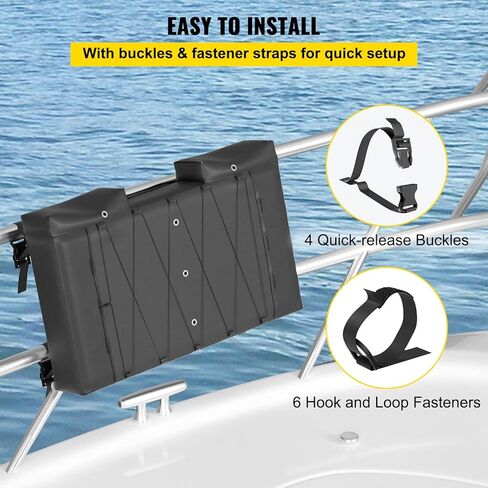 VEVOR T-Top Storage Bag, Hold 4 Type II Life Jackets, 600D Oxford Fabric Life Vests Storage Bag, with Boat Trash Bag, for Most T-Top Boats, Bimini Tops and Pontoon Tops (Life Jackets not Included) in Saudi Arabia