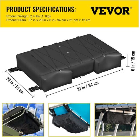 VEVOR T-Top Storage Bag, Hold 4 Type II Life Jackets, 600D Oxford Fabric Life Vests Storage Bag, with Boat Trash Bag, for Most T-Top Boats, Bimini Tops and Pontoon Tops (Life Jackets not Included) in Saudi Arabia
