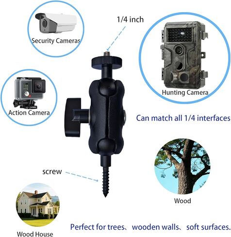 Adjustable Trail Camera Tree Mount: Game Camera Outdoor Mounting Bracket Holder with Double 360° Swivel Tilt Ball Joints in Kuwait