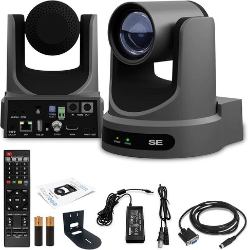 PTZOptics Move SE SDI/HDMI/USB/IP PTZ Camera with 12x Optical Zoom (Gray) (PT12X-SE-GY-G3) + Universal Wall Mount (Black) in Kuwait