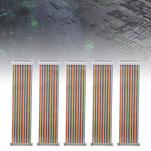Tyenaza 5Pcs GPIO Ribbon Cable, Multicolored Wire Jumper Wire Computer Accessories for Male to Female Breadboard Jumper Ribbon Cables Kit 40pin 20cm in Kuwait