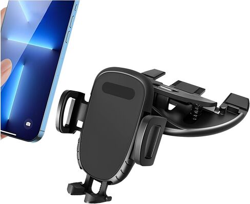 Car Cell Phone Holder, 360 Degree Rotatable Vehicle CD Slot Cellphone Mount with One Hand Operation, Adjustable Automotive Smartphones Cradle Accessories, Universal Fit (Clip/Gray) in Saudi Arabia