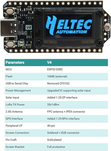لوحة تطوير ESP32 LoRa V4 مطورة ESP32-S3 SX1262 LoRa WiFi BLE مع وحدة L76K GNSS GPS لـ Arduino Meshtastic LoRaWAN in Kuwait