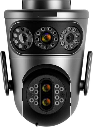 كاميرا مراقبة واي فاي 6K 12MP خارجية بثلاث عدسات وثلاث شاشات 360 درجة 10X تكبير للمراقبة بالفيديو CCTV IP (قابس AU، 6K لا يوجد بطاقة SD) in Kuwait