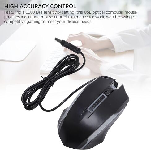 ماوس ألعاب RGB، ماوس كمبيوتر سلكي USB مع إضاءة ملونة، قبضة مريحة يمكن استخدامها للكمبيوتر الشخصي والكمبيوتر المحمول والمكتب والألعاب المبتدئة، 1200 نقطة في البوصة in Kuwait
