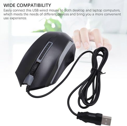 ماوس ألعاب RGB، ماوس كمبيوتر سلكي USB مع إضاءة ملونة، قبضة مريحة يمكن استخدامها للكمبيوتر الشخصي والكمبيوتر المحمول والمكتب والألعاب المبتدئة، 1200 نقطة في البوصة in Kuwait