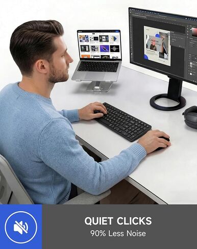 ماوس لاسلكي مريح من فيليبس، بلوتوث متعدد الأجهزة (USB-A/C) لأجهزة الكمبيوتر المحمول وأجهزة Mac/PC، ماوس إنتاجي صامت مع تمرير جانبي، ماوس كمبيوتر قابل لإعادة الشحن بـ 5 مستويات DPI، راحة اليد اليمنى in Kuwait