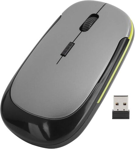 ماوس لاسلكي 2.4 جيجا قابل للتعديل، مستقبل USB بصري 1600 نقطة في البوصة لملحقات الكمبيوتر المحمول، تصميم هادئ، شكل مريح، ماوس USB (رمادي فضي) in Kuwait