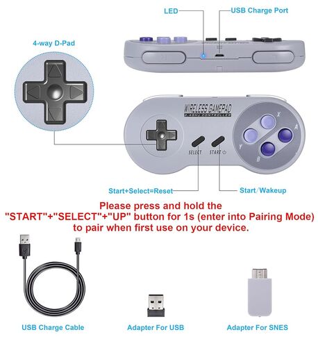 Asopiram Wireless Controller Compatible with SNES Games, 2-Pack Retro 2.4GHz Wireless Joystick for Windows PC Mac Linux Raspberry Pi Retropie, Gamapad with USB Receiver Compatible with Switch I in Kuwait
