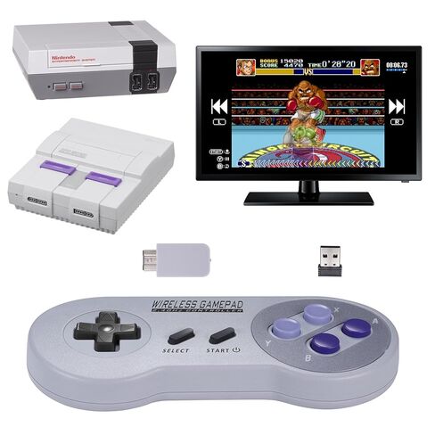 Asopiram Wireless Controller Compatible with SNES Games, 2-Pack Retro 2.4GHz Wireless Joystick for Windows PC Mac Linux Raspberry Pi Retropie, Gamapad with USB Receiver Compatible with Switch I in Kuwait