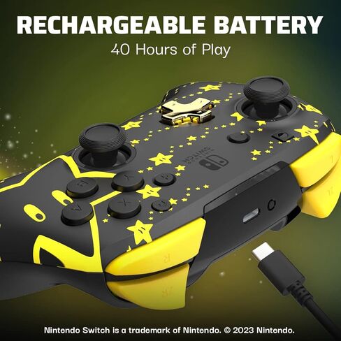PDP REMATCH Enhanced Wireless Nintendo Switch Pro Controller - Rechargeable Battery Powered, Mario Super Star Glow in the Dark (Renewed) in Kuwait