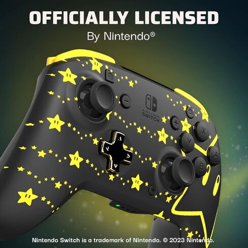 PDP REMATCH Enhanced Wireless Nintendo Switch Pro Controller - Rechargeable Battery Powered, Mario Super Star Glow in the Dark (Renewed) in Kuwait