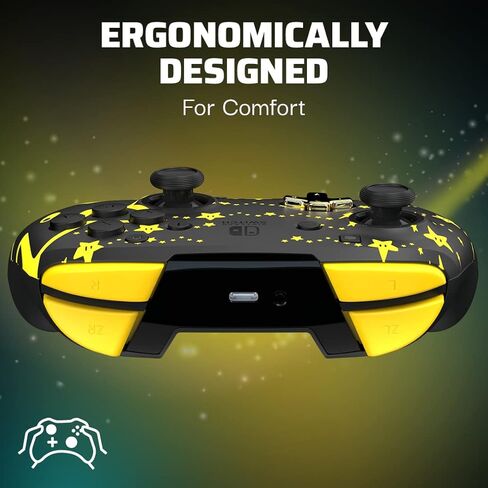PDP REMATCH Enhanced Wireless Nintendo Switch Pro Controller - Rechargeable Battery Powered, Mario Super Star Glow in the Dark (Renewed) in Kuwait