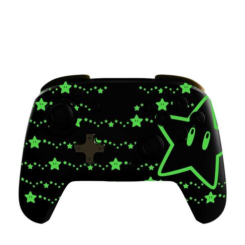 PDP REMATCH Enhanced Wireless Nintendo Switch Pro Controller - Rechargeable Battery Powered, Mario Super Star Glow in the Dark (Renewed) in Kuwait