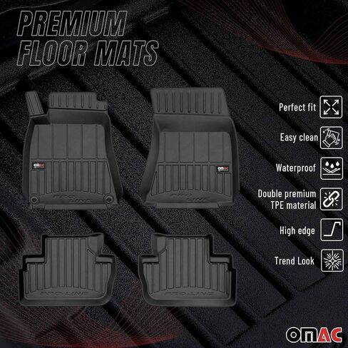 Omac Premium Floor Haps for Lexus هي Sedan 2014-2024 Car Mats All Weather 3D Fit Fit Rubber Mat Hate Roofbless TPE Liners Laser Laser Non-Slip (Black) in Saudi Arabia