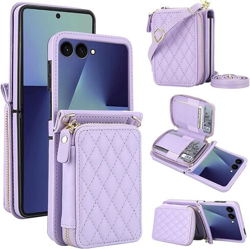 Asuwish Phone Case for Samsung Galaxy Z Flip 7 5G Wallet Cell Cover with Wrist Lanyard Crossbody Strap Stand RFID Blocking Credit Card Holder Slot Slim ZFlip 7Z Z7 G Flip7 ZFlip7 Women Men Girls Black in Kuwait