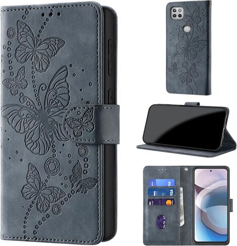 محفظة حافظة لهاتف Motorola One 5G Ace/One 5G UW Ace، [حجب RFID] حامل 3 بطاقات [هيكل TPU مقاوم للصدمات]، غطاء قلاب واقٍ من جلد البولي يوريثان بإغلاق مغناطيسي 6.7 بوصة، أحمر in Kuwait