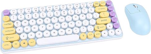VBESTLIFE Wireless Keyboard and Mouse Combo, Modern Compact Layout, 85 Keys Retro Round Keyboard and Candy Mouse, for PC, Laptop in Kuwait