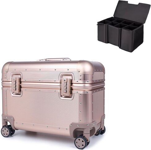 All Aluminum Rolling Camera Case, Pilot case, Camera roller bag, Carry on, Hard Shell Photography Equipment suitcase with 4 Wheels and Telescopic Handle (Black(only luggage)) in Saudi Arabia