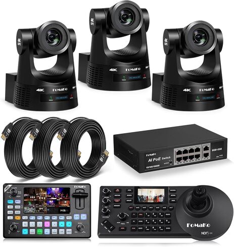 كاميرا 4K 60 إطارًا في الثانية NDI PTZ، تدعم إخراج NDI HX3 4K 60 إطارًا في الثانية، تكبير بصري 20x، للتمارين الرياضية الحية بما في ذلك كرة السلة، مباراة الرجبي، حزمة الإعداد الكاملة (K600NX3+KC602+P1000+FMKH107X3+KC608 Pro) in Kuwait