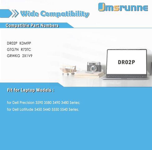 DR02P R73TC 54Wh استبدال بطارية Dell Precision 3480 3490 3580 3590 Series/Latitude 5540 5450 5550 5440 Series KDM9P 2X1V9 803W6 GTG7N GRWKG 11.4V in Kuwait