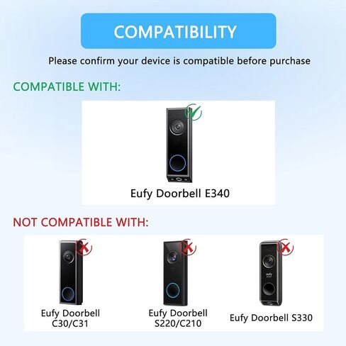 حامل جرس الباب المغناطيسي متوافق مع جرس الباب Eufy E340، بدون دعامة تثبيت للحفر مع دبوس مفتاح جرس الباب لمستأجري المنازل والشقق، مناسب للأبواب الحديدية والأسطح المعدنية in Kuwait