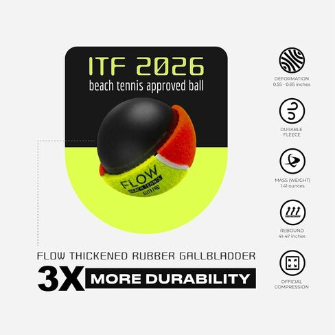 Flow Beach Tennis Beach Tennis Balls, ITF Approved Beach Tennis Balls, (Pack with 3), Low Compression, Sand Court Balls for Beach Tennis in Saudi Arabia