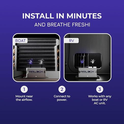 Airlock Boat Odor Air Purifier - Marine Air Purifier for Fresh Clean Air | Boat Accessories | Easy to Install | Maintenance-Free | Deodorizer Odor Eliminator in Saudi Arabia