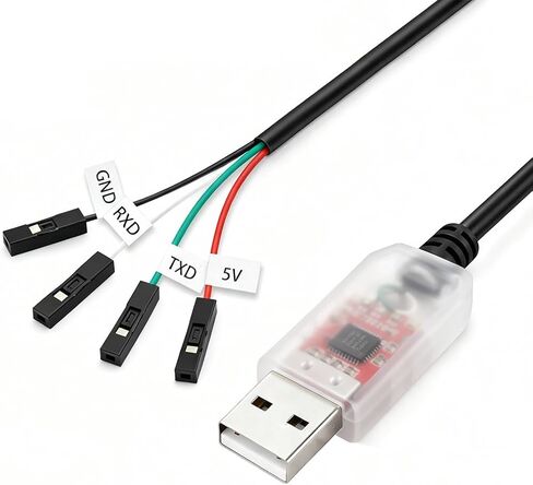 CP2102 USB to TTL Serial Adapter Cable, USB 2.0 to UART Converter 4 Pin (TXD RXD GND 5V), 3ft/95cm Long, 3.3V TTL Signal for Arduino, Raspberry Pi, ESP8266, ESP32 in Kuwait