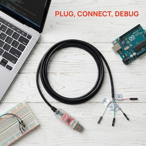 CP2102 USB to TTL Serial Adapter Cable, USB 2.0 to UART Converter 4 Pin (TXD RXD GND 5V), 3ft/95cm Long, 3.3V TTL Signal for Arduino, Raspberry Pi, ESP8266, ESP32 in Kuwait