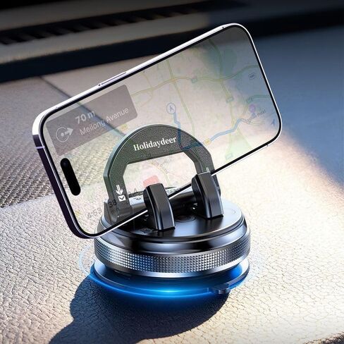 Holidaydeer قابل للدوران 360 درجة، حامل هاتف السيارة، حامل هاتف من السيليكون للوحة قيادة السيارة، حامل الهاتف الخلوي بدون استخدام اليدين متوافق مع iPhone17 16 15 14 13 12 Pro Max جميع الهواتف الذكية in Kuwait