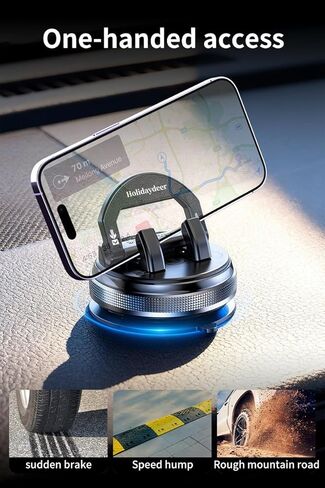 Holidaydeer قابل للدوران 360 درجة، حامل هاتف السيارة، حامل هاتف من السيليكون للوحة قيادة السيارة، حامل الهاتف الخلوي بدون استخدام اليدين متوافق مع iPhone17 16 15 14 13 12 Pro Max جميع الهواتف الذكية in Kuwait