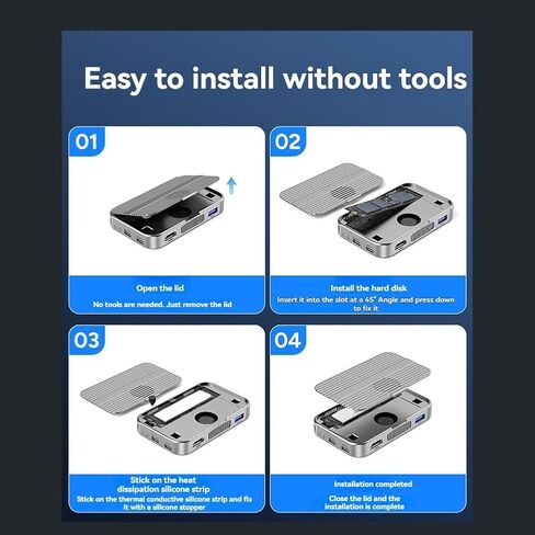 Cooling Fan 4K60HZ Magnetic M. 2 NVMe SSD Enclosure 10Gbps USB-C Docking Station with -Compatible Port SD/TF/PD 100W in Kuwait