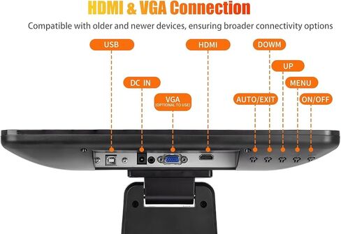 شاشة POS تعمل باللمس مقاس 19 بوصة 16:10، بإضاءة خلفية LED 10 نقاط متعددة اللمس HDMI VGA، 1440 × 900، شاشة أمامية مسطحة مقاومة للماء والغبار، للمكتب، البيع بالتجزئة، المطعم، البار، صالة الألعاب الرياضية، المستودع in Kuwait