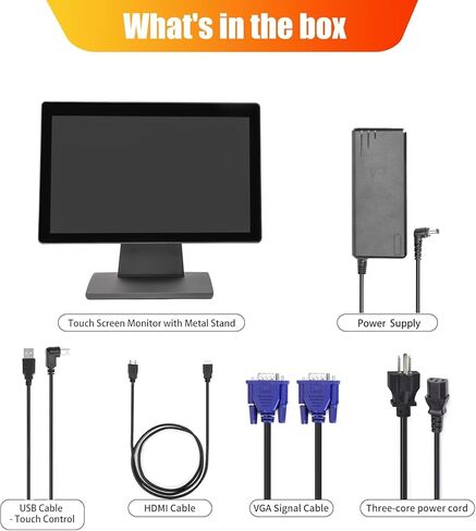 شاشة POS تعمل باللمس مقاس 19 بوصة 16:10، بإضاءة خلفية LED 10 نقاط متعددة اللمس HDMI VGA، 1440 × 900، شاشة أمامية مسطحة مقاومة للماء والغبار، للمكتب، البيع بالتجزئة، المطعم، البار، صالة الألعاب الرياضية، المستودع in Kuwait