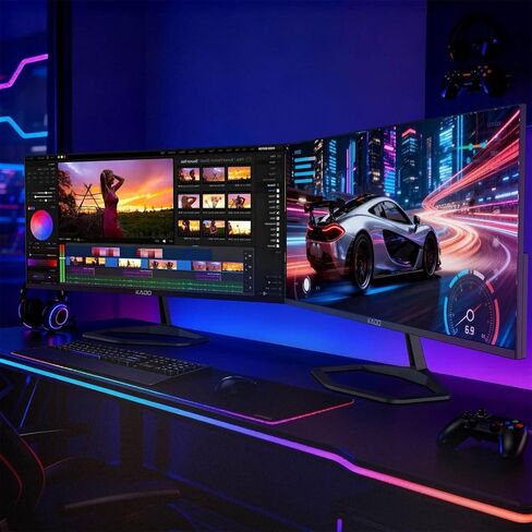Kado Dual Gaming Monitor Setup - 2-Pack 34" Ultrawide 3440x1440 100Hz 5ms WQHD Computer Monitor 103% sRGB, Stacked Setup AMD FreeSync Premium, VESA Mount HDMI DisplayPort Built-in Speakers in Kuwait